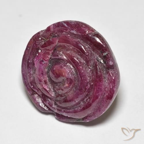 23.98カラットの天然Medium Dark-Purpleルビーゾイサイト、フラワーカット、オペーク
