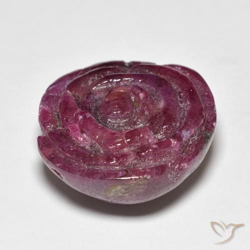 23.98カラットの天然Medium Dark-Purpleルビーゾイサイト、フラワーカット、オペーク