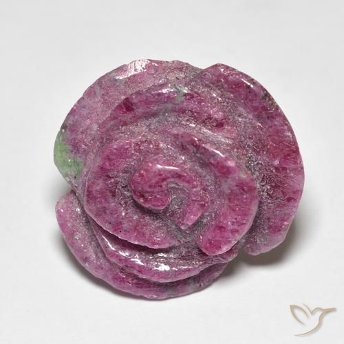 19.49ct 天然 赤みがかったパープル ルビーゾイサイト, フラワーカット, オペーク
