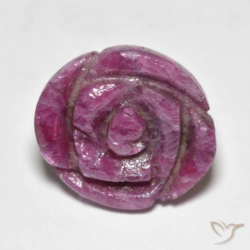 16.66ct 天然 Medium Dark-Purple ルビーゾイサイト, フラワーカット, オペーク