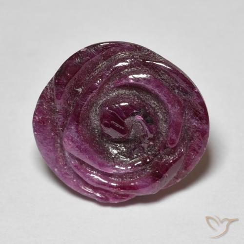 10.16ct 天然 Medium Dark-Purple ルビーゾイサイト, フラワーカット, オペーク