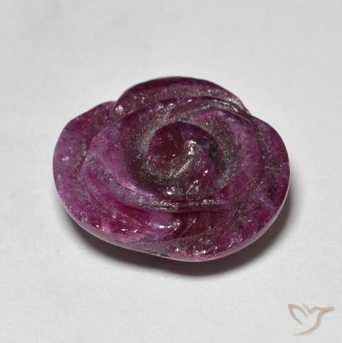 10.16カラットの天然Medium Dark-Purpleルビーゾイサイト、フラワーカット、オペーク