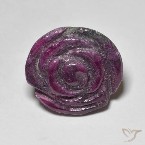 19.53ct 天然 ミディアムパープル ルビーゾイサイト, フラワーカット, オペーク