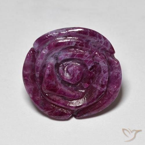 14.65ct 天然 サングリアパープル ルビーゾイサイト, フラワーカット, オペーク