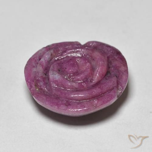 17.81カラットの天然Medium Dark-Purpleルビーゾイサイト、フラワーカット、オペーク