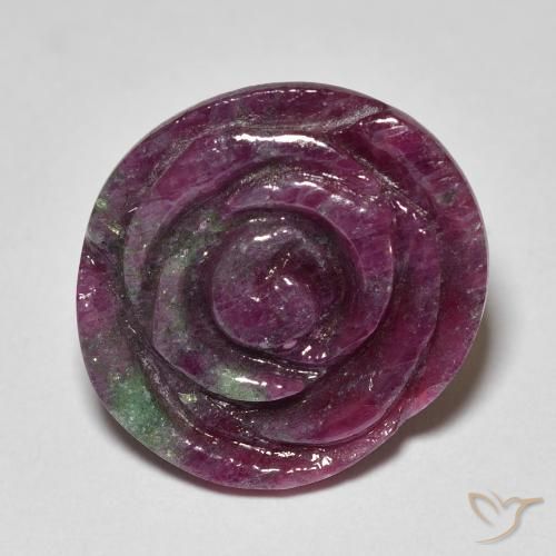 19.70ct 天然 マルチカラー ルビーゾイサイト, フラワーカット, オペーク