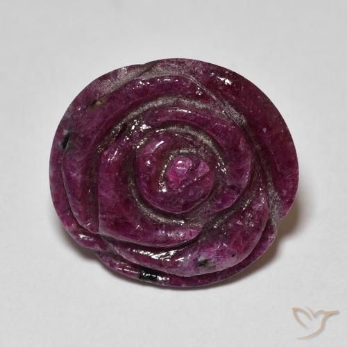 17.50ct 天然 ラズベリーレッド ルビーゾイサイト, フラワーカット, オペーク