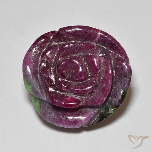 21.89ct 天然 マルチカラー ルビーゾイサイト, フラワーカット, オペーク