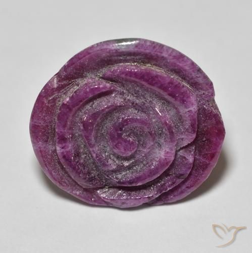14.07ct 天然 Medium Dark-Purple ルビーゾイサイト, フラワーカット, オペーク
