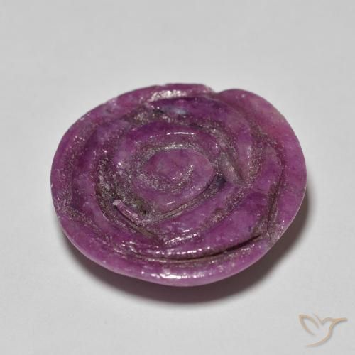 14.36カラットの天然Medium Dark-Purpleルビーゾイサイト、フラワーカット、オペーク