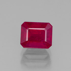 1.54カラットの天然ピンクレッドルビー（6×5 mm・エメラルドカット）