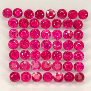 カラットの天然ピンクレッドルビー（1.79 mm・ラウンドカット）
