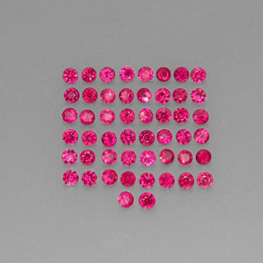 カラットの天然ピンクレッドルビー（1.65 mm・ラウンドカット）