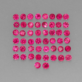 カラットの天然ピンクレッドルビー（1.65 mm・ラウンドカット）