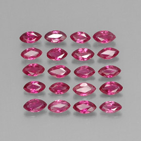 カラットの天然紫がかったピンクルビー（3.6×2.1 mm・マーキス）