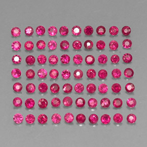 カラットの天然ピンクレッドルビー（1.60 mm・ラウンドカット）