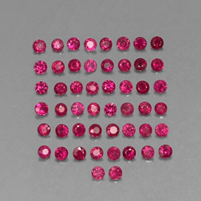 カラットの天然ピンクレッドルビー（1.74 mm・ラウンドカット）