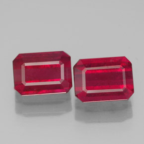 カラットの天然ピンクレッドルビー（7×5.1 mm・エメラルドカット）