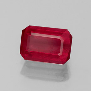 1.20カラットの天然レッドルビー（6.9×4.8 mm・エメラルドカット）
