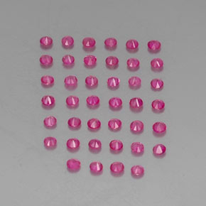 カラットの天然ピンクレッドルビー（1.89 mm・ラウンドカット）