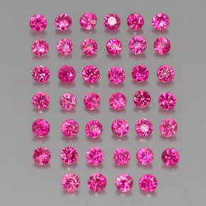 カラットの天然ピンクレッドルビー（1.81 mm・ラウンドカット）