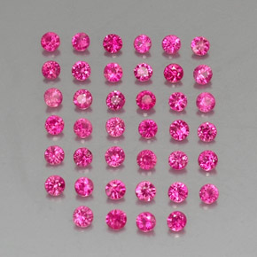 カラットの天然ピンクレッドルビー（1.84 mm・ラウンドカット）