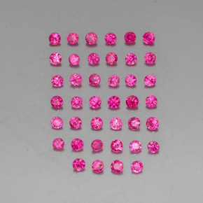 カラットの天然ピンクレッドルビー（1.75 mm・ラウンドカット）