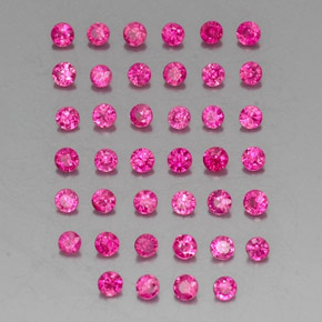 カラットの天然ピンクレッドルビー（1.75 mm・ラウンドカット）