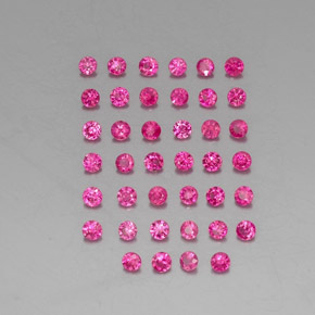 カラットの天然ピンクレッドルビー（1.67 mm・ラウンドカット）