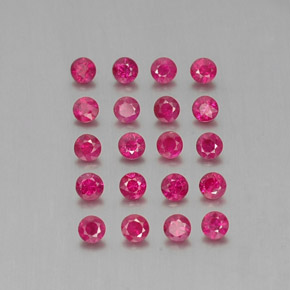 カラットの天然ピンクレッドルビー（2.59 mm・ラウンドカット）