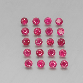 カラットの天然ピンクレッドルビー（2.56 mm・ラウンドカット）