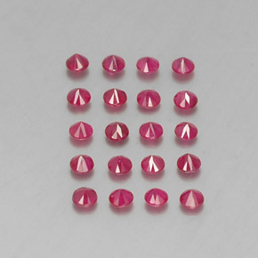 カラットの天然ピンクレッドルビー（2.56 mm・ラウンドカット）