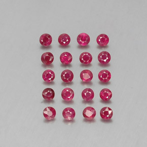 カラットの天然ピンクレッドルビー（2.63 mm・ラウンドカット）
