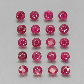カラットの天然ピンクレッドルビー（2.63 mm・ラウンドカット）