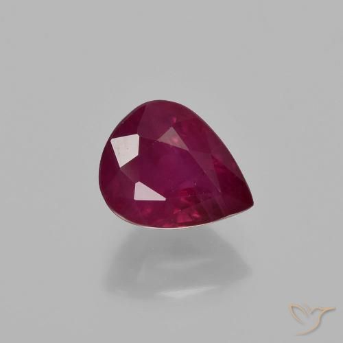 1.30ct 天然 濃いレッドワイン ルビー, 洋梨の形, VS-SI