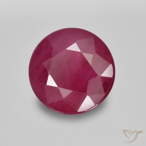 0.88ct 天然 ミディアムレッド ルビー, ラウンド, VS-SI