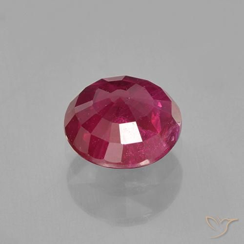 0.98カラットの天然ピンクがかったレッドルビー、ラウンド、VS-SI