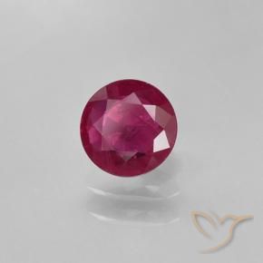 0.63カラットの天然ピンクがかったレッドルビー、ラウンド、VS-SI