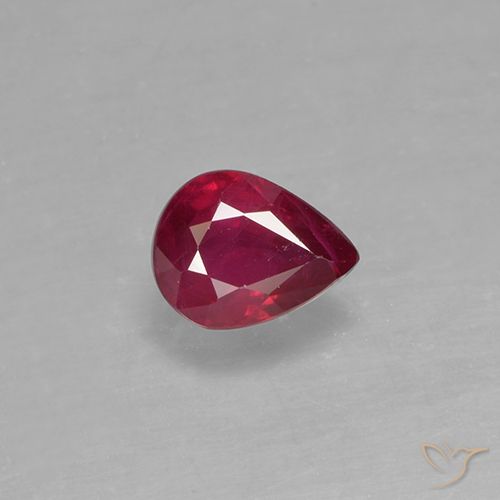 0.38ct 天然 ディープレッド ルビー, 洋梨の形, VS-SI
