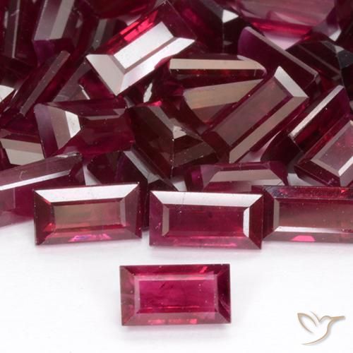 0.32ct 天然 ディープレッド ルビー, バゲット, VS-SI