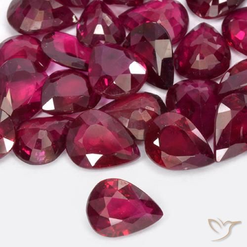 0.34ct 天然 ミディアムレッド ルビー, 洋梨の形, VS-SI