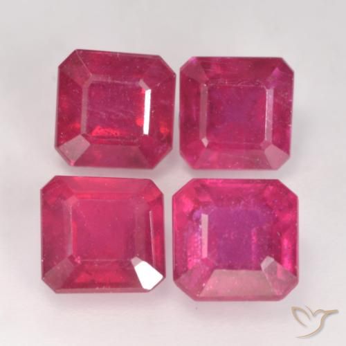 1.60ct 天然 薄いレッド ルビー, エメラルドカット, VS-SI