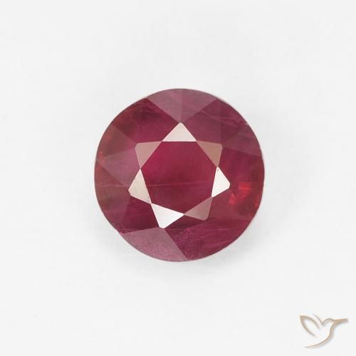 0.84ct 天然 ダークレッド ルビー, ラウンド, VS-SI