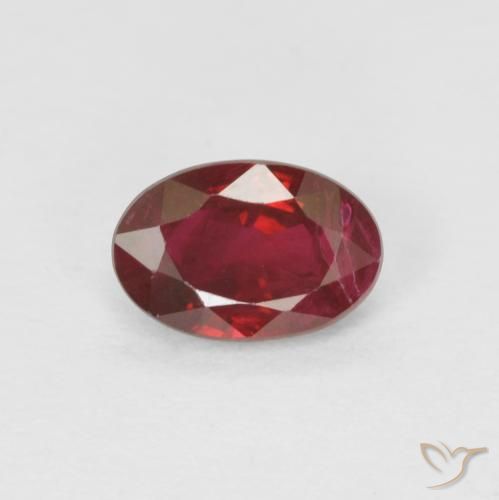 0.55ct 天然 ワインレッド ルビー, 楕円形, VS-SI