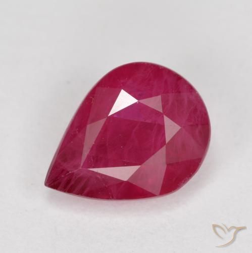 1.04ct 天然 ミディアムレッド ルビー, 洋梨の形, VS-SI