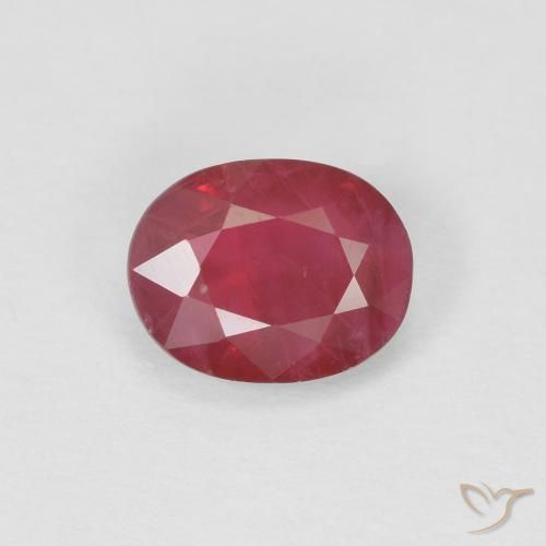 1.02ct 天然 ミディアムレッド ルビー, 楕円形, VS-SI