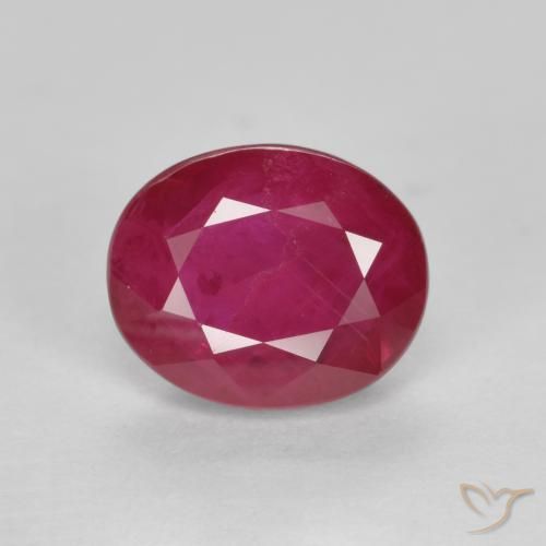 1.12カラットの天然ピンクがかったレッドルビー、楕円形、SI