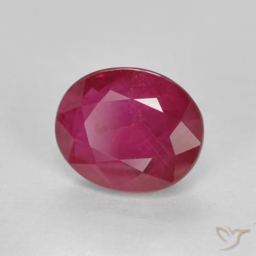 1.12カラットの天然ピンクがかったレッドルビー、楕円形、SI