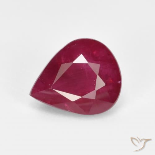 1.28ct 天然 ミディアムレッド ルビー, 洋梨の形, VS-SI
