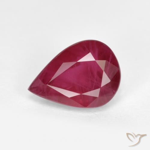 1.07ct 天然 ミディアムレッド ルビー, 洋梨の形, VS-SI
